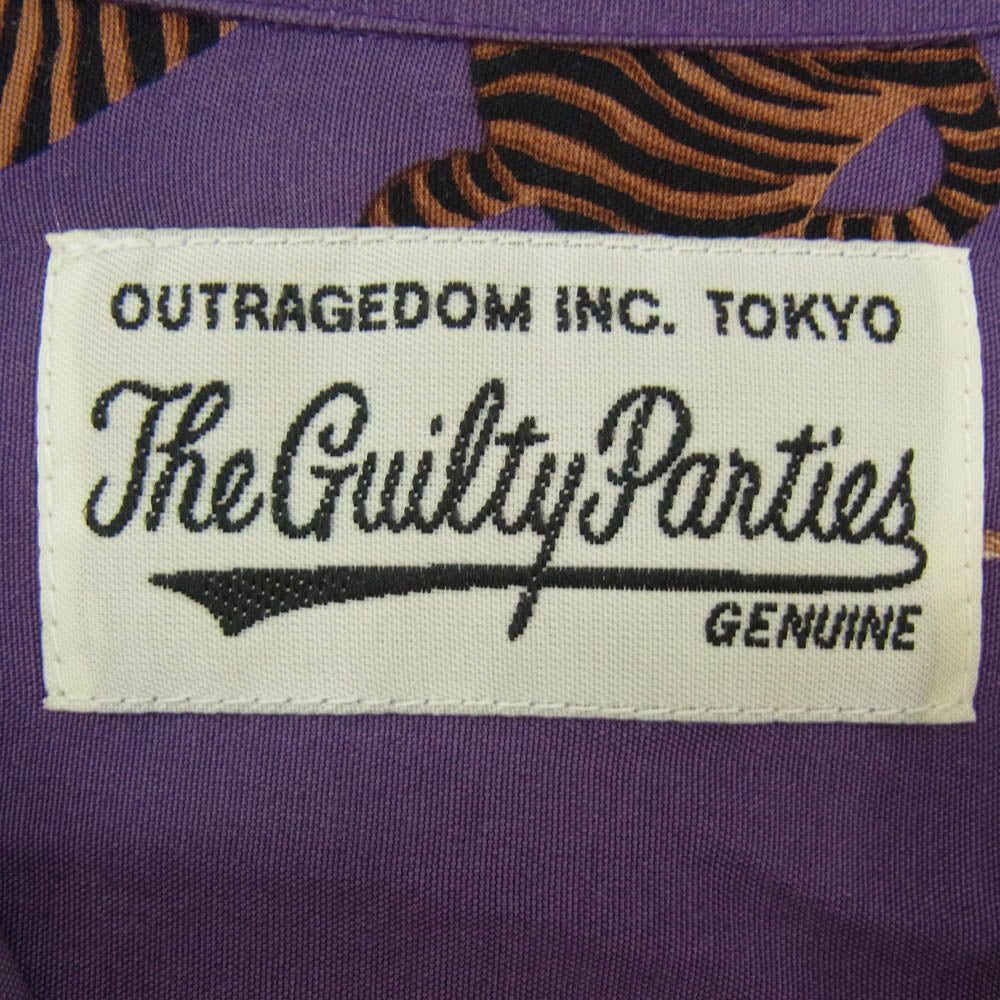 WACKO MARIA ワコマリア 20SS HAWAIIAN SHIRT L/S 虎柄 ハワイアン レーヨン オープンカラーシャツ 開襟 長袖シャツ パープル系 S【中古】