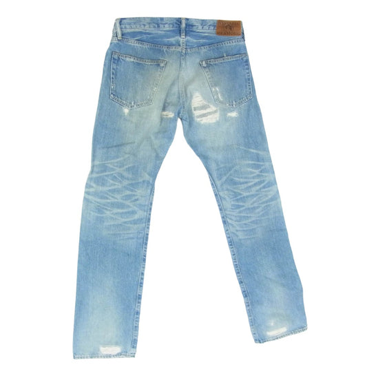 HYSTERIC GLAMOUR ヒステリックグラマー 0212AP03 SP加工 WR クラッシュリペア加工 スタッズ ストレートデニムパンツ インディゴブルー系 32【中古】