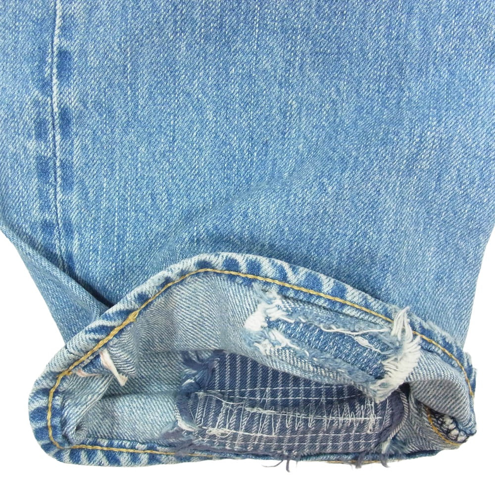 HYSTERIC GLAMOUR ヒステリックグラマー 0212AP03 SP加工 WR クラッシュリペア加工 スタッズ ストレートデニムパンツ インディゴブルー系 32【中古】