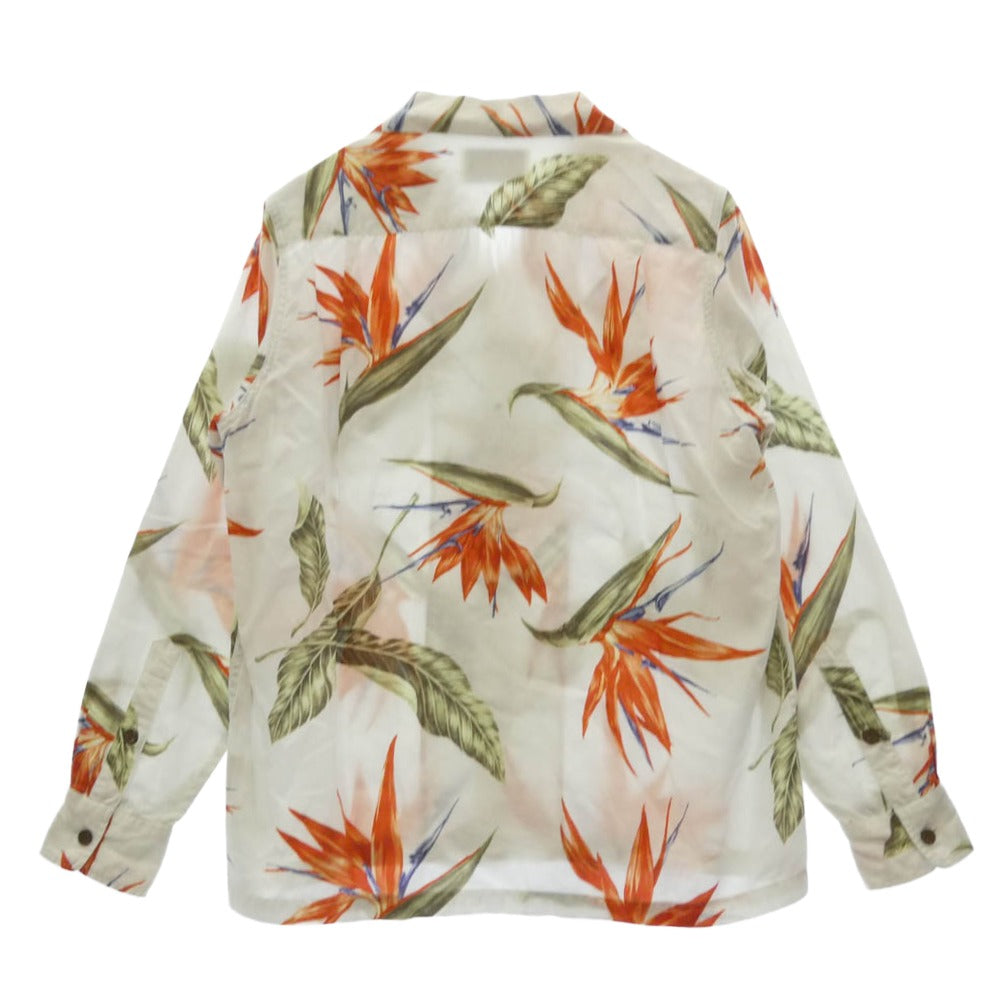 WACKO MARIA ワコマリア 18SS BIRD OF PARADISE L/S HAWAIIAN SHIRT 極楽鳥 ハワイアン オープンカラーシャツ 開襟 長袖シャツ ホワイト系 S【中古】