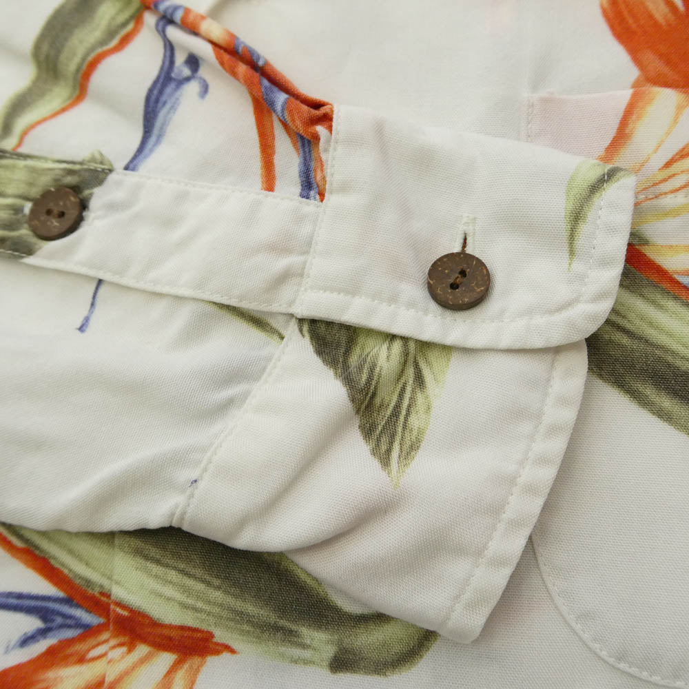 WACKO MARIA ワコマリア 18SS BIRD OF PARADISE L/S HAWAIIAN SHIRT 極楽鳥 ハワイアン オープンカラーシャツ 開襟 長袖シャツ ホワイト系 S【中古】