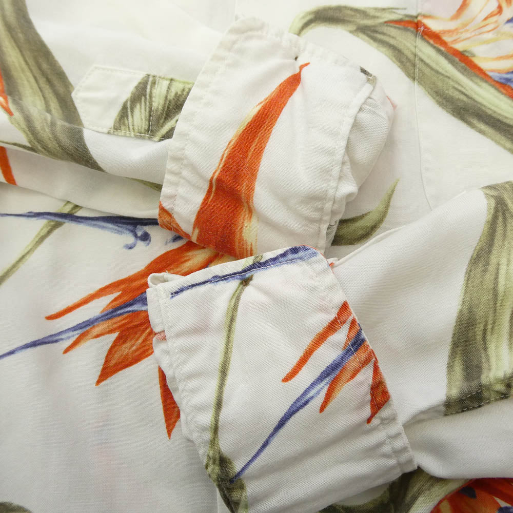 WACKO MARIA ワコマリア 18SS BIRD OF PARADISE L/S HAWAIIAN SHIRT 極楽鳥 ハワイアン オープンカラーシャツ 開襟 長袖シャツ ホワイト系 S【中古】