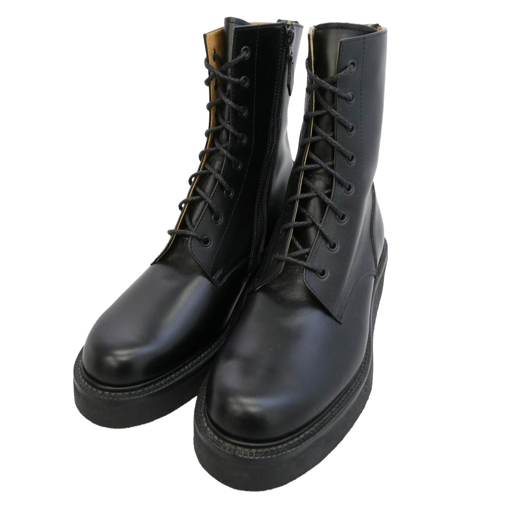 foot the coacher フットザコーチャー ZIP UP PLAIN クレープソール サイドジップ レースアップ ブーツ ブラック系 9【中古】