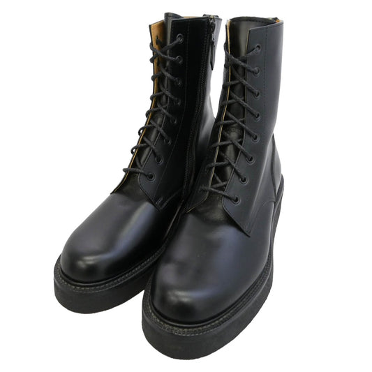 foot the coacher フットザコーチャー ZIP UP PLAIN クレープソール サイドジップ レースアップ ブーツ ブラック系 9【中古】