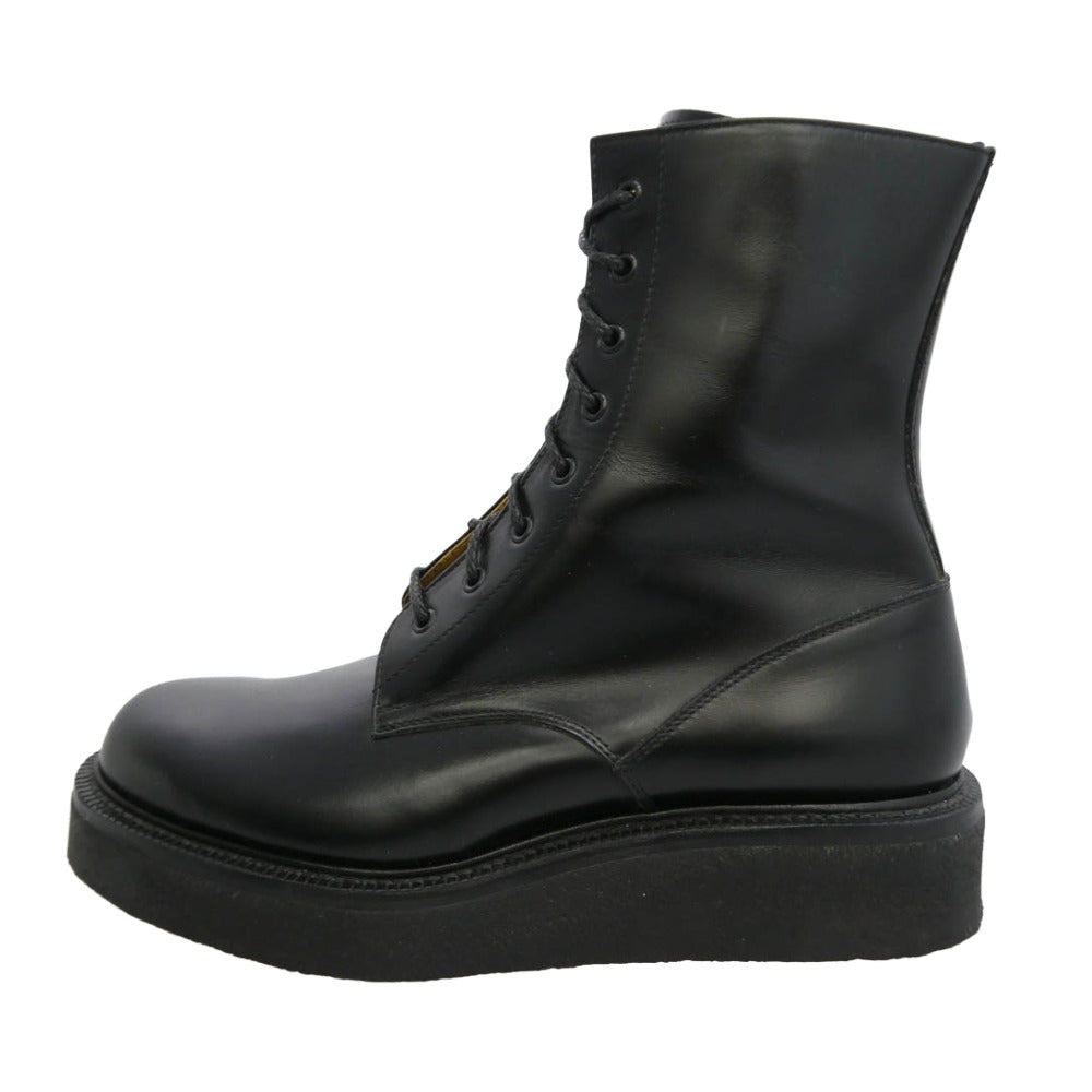 foot the coacher フットザコーチャー ZIP UP PLAIN クレープソール サイドジップ レースアップ ブーツ ブラック系 9【中古】