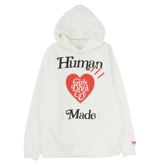 HUMAN MADE ヒューマンメイド 19AW × Girls Don’t Cry ガールズドントクライ VERDY HARAJUKU DAY PIZZA HOODIE ロゴプリント プルオーバーパーカー フーディ ホワイト系 M【中古】