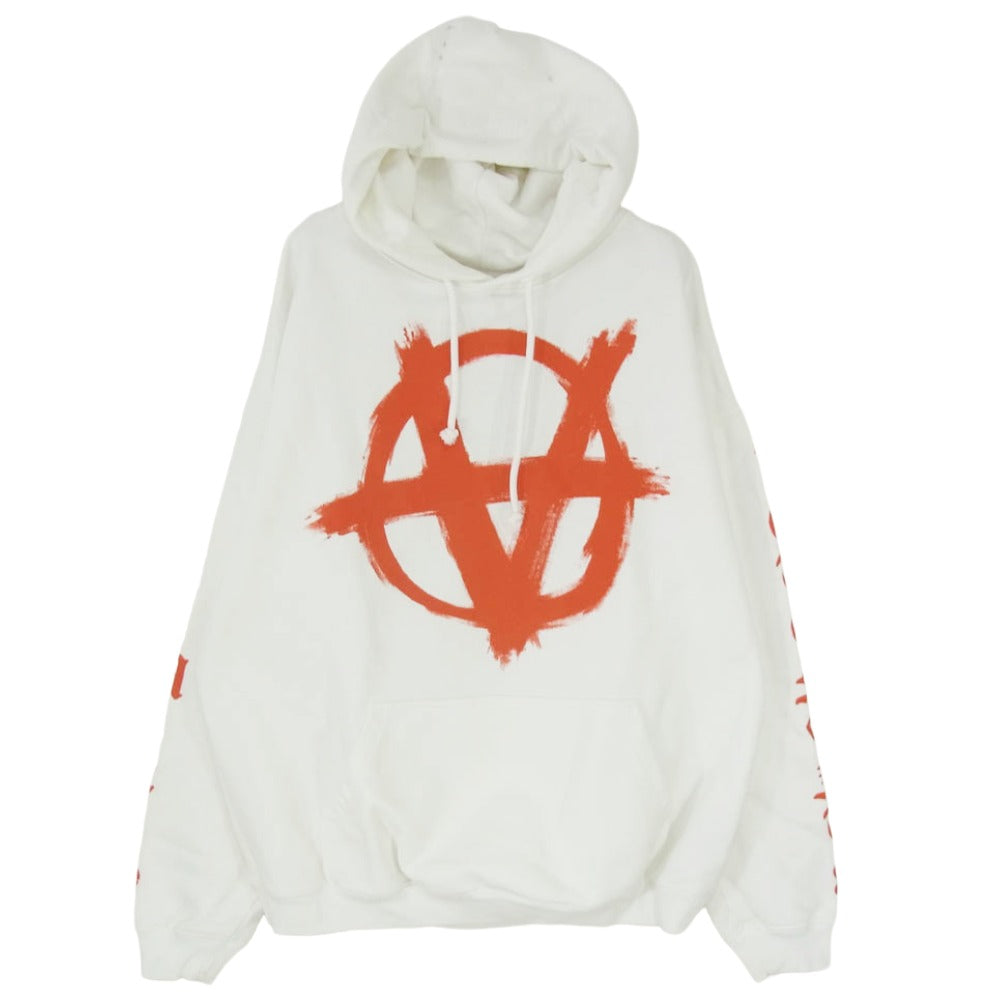 VETEMENTS ヴェトモン 21SS UE51TR650W Anarchy Hoodie アナーキーロゴ プルオーバーパーカー フーディ ホワイト系 XS【中古】