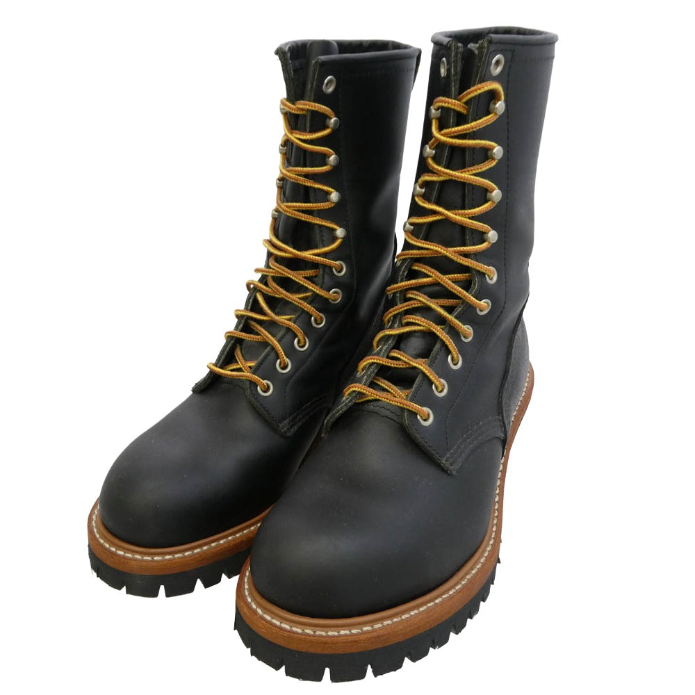 RED WING レッドウィング 8210 USA製 14年製 LOGGER BOOTS ロガーブーツ スチールトゥ レザー レースアップ ブーツ ブラック系 26cm【美品】【中古】