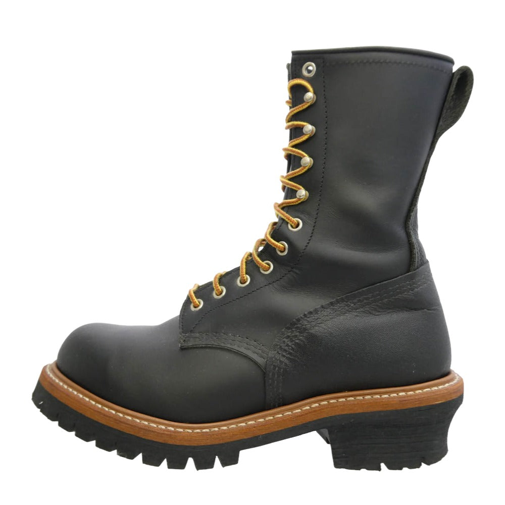 RED WING レッドウィング 8210 USA製 14年製 LOGGER BOOTS ロガーブーツ スチールトゥ レザー レースアップ ブーツ ブラック系 26cm【美品】【中古】
