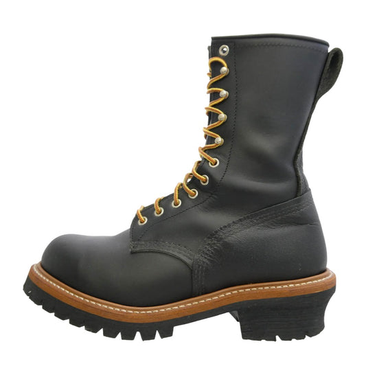 RED WING レッドウィング 8210 USA製 14年製 LOGGER BOOTS ロガーブーツ スチールトゥ レザー レースアップ ブーツ ブラック系 26cm【美品】【中古】