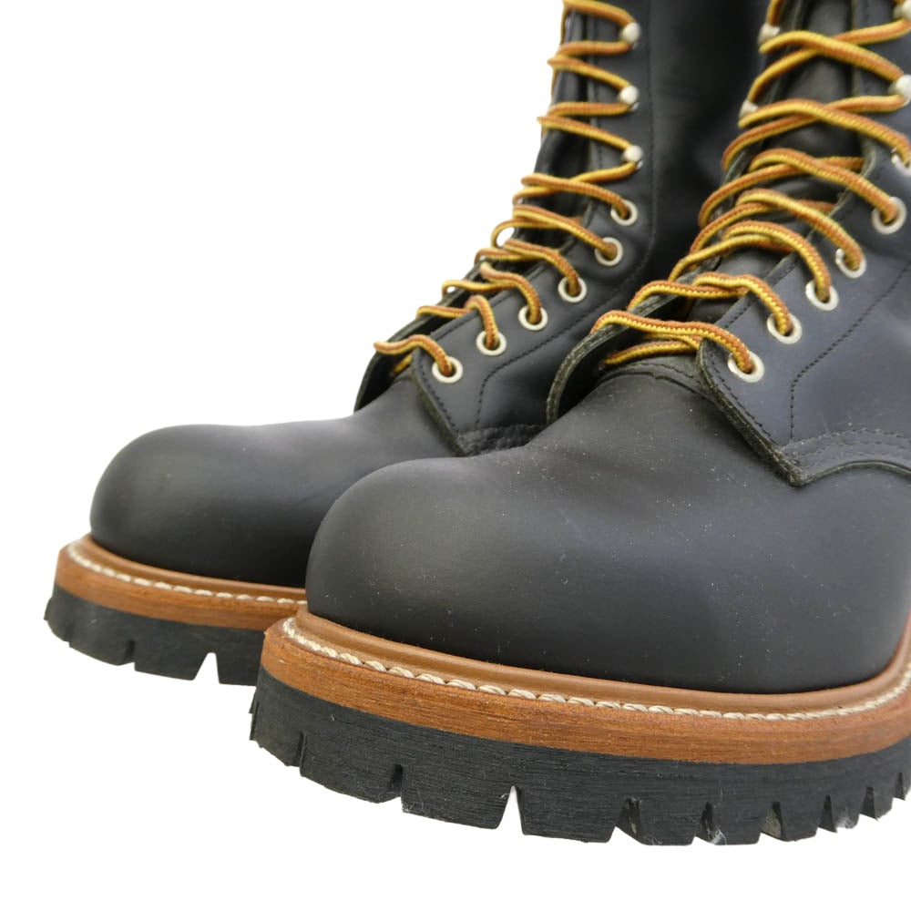 RED WING レッドウィング 8210 USA製 14年製 LOGGER BOOTS ロガーブーツ スチールトゥ レザー レースアップ ブーツ ブラック系 26cm【美品】【中古】