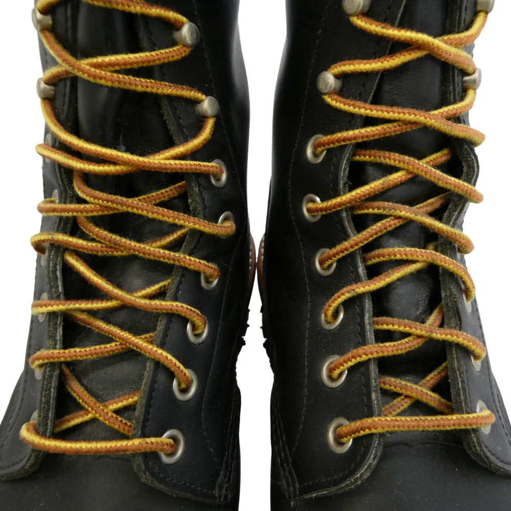 RED WING レッドウィング 8210 USA製 14年製 LOGGER BOOTS ロガーブーツ スチールトゥ レザー レースアップ ブーツ ブラック系 26cm【美品】【中古】