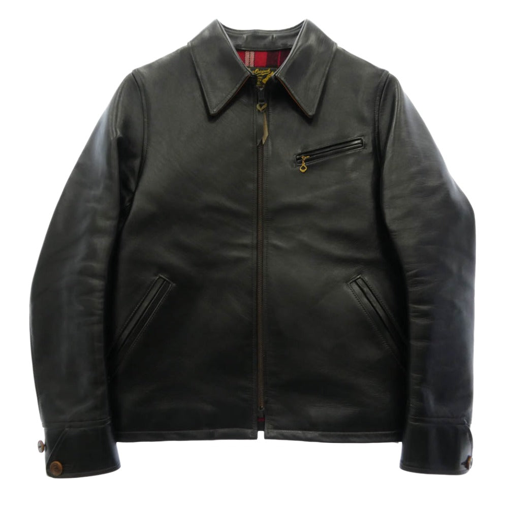 ワイツーレザー × Lua ルア Eco Horse Single Riders 茶芯 ホースハイド レザー シングル ライダース ジャケット ブラック系 36【中古】