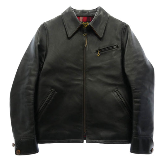 ワイツーレザー × Lua ルア Eco Horse Single Riders 茶芯 ホースハイド レザー シングル ライダース ジャケット ブラック系 36【中古】