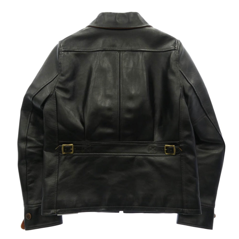 ワイツーレザー × Lua ルア Eco Horse Single Riders 茶芯 ホースハイド レザー シングル ライダース ジャケット ブラック系 36【中古】