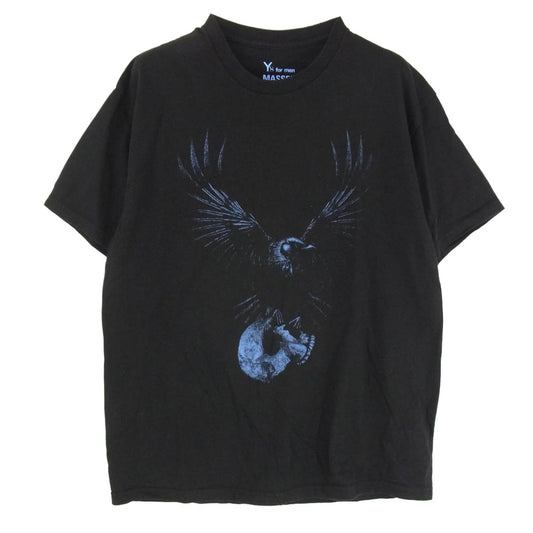 Y's Yohji Yamamoto ワイズ ヨウジヤマモト 25aw ML-T74-991 × MASSES COTTON SINGLE PRINT ROUND NECK SHORT SLEEVE T 半袖Tシャツ ショートスリーブカットソー ブラック系 L【中古】