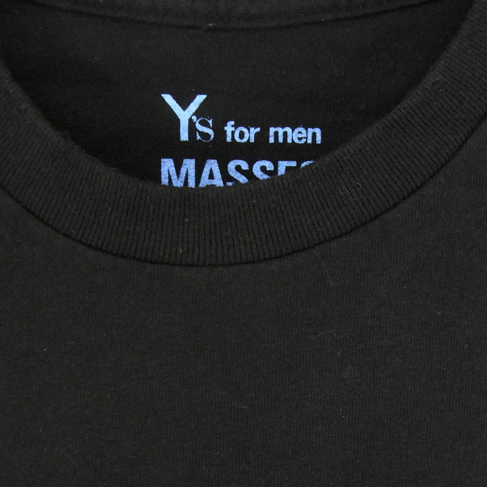 Y's Yohji Yamamoto ワイズ ヨウジヤマモト 25aw ML-T74-991 × MASSES COTTON SINGLE PRINT ROUND NECK SHORT SLEEVE T 半袖Tシャツ ショートスリーブカットソー ブラック系 L【中古】