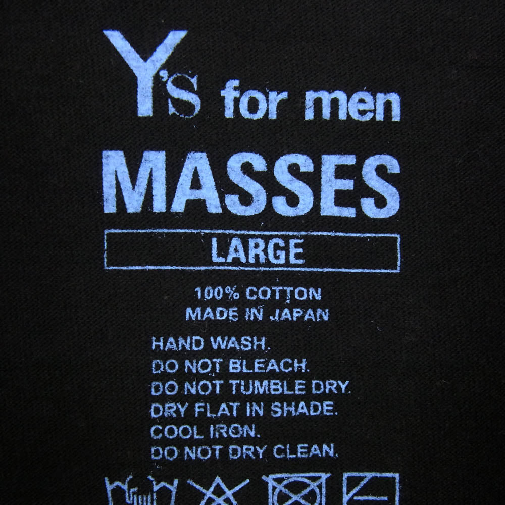 Y's Yohji Yamamoto ワイズ ヨウジヤマモト 25aw ML-T74-991 × MASSES COTTON SINGLE PRINT ROUND NECK SHORT SLEEVE T 半袖Tシャツ ショートスリーブカットソー ブラック系 L【中古】