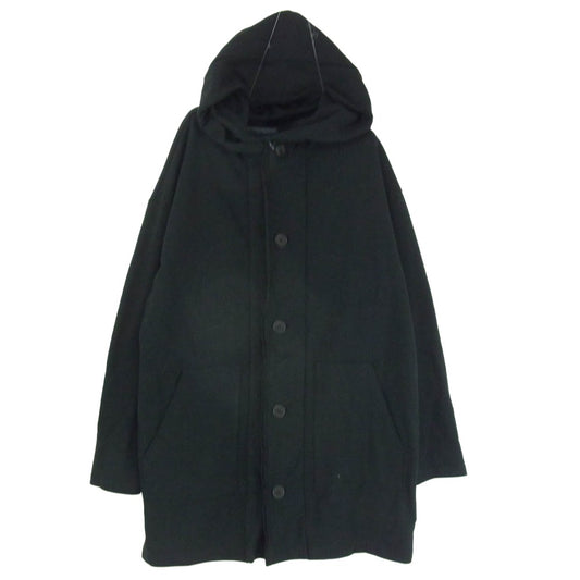 Yohji Yamamoto ヨウジヤマモト 25SS HP-T57-075 Regulation Hooded Coat レギュレーション フーデッドコート スウェット ジップアップ パーカー ブラック系 ２【中古】