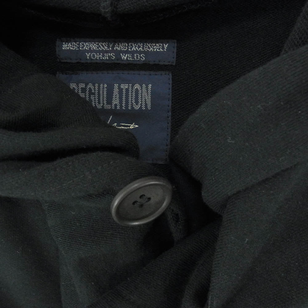 Yohji Yamamoto ヨウジヤマモト 25SS HP-T57-075 Regulation Hooded Coat レギュレーション フーデッドコート スウェット ジップアップ パーカー ブラック系 ２【中古】