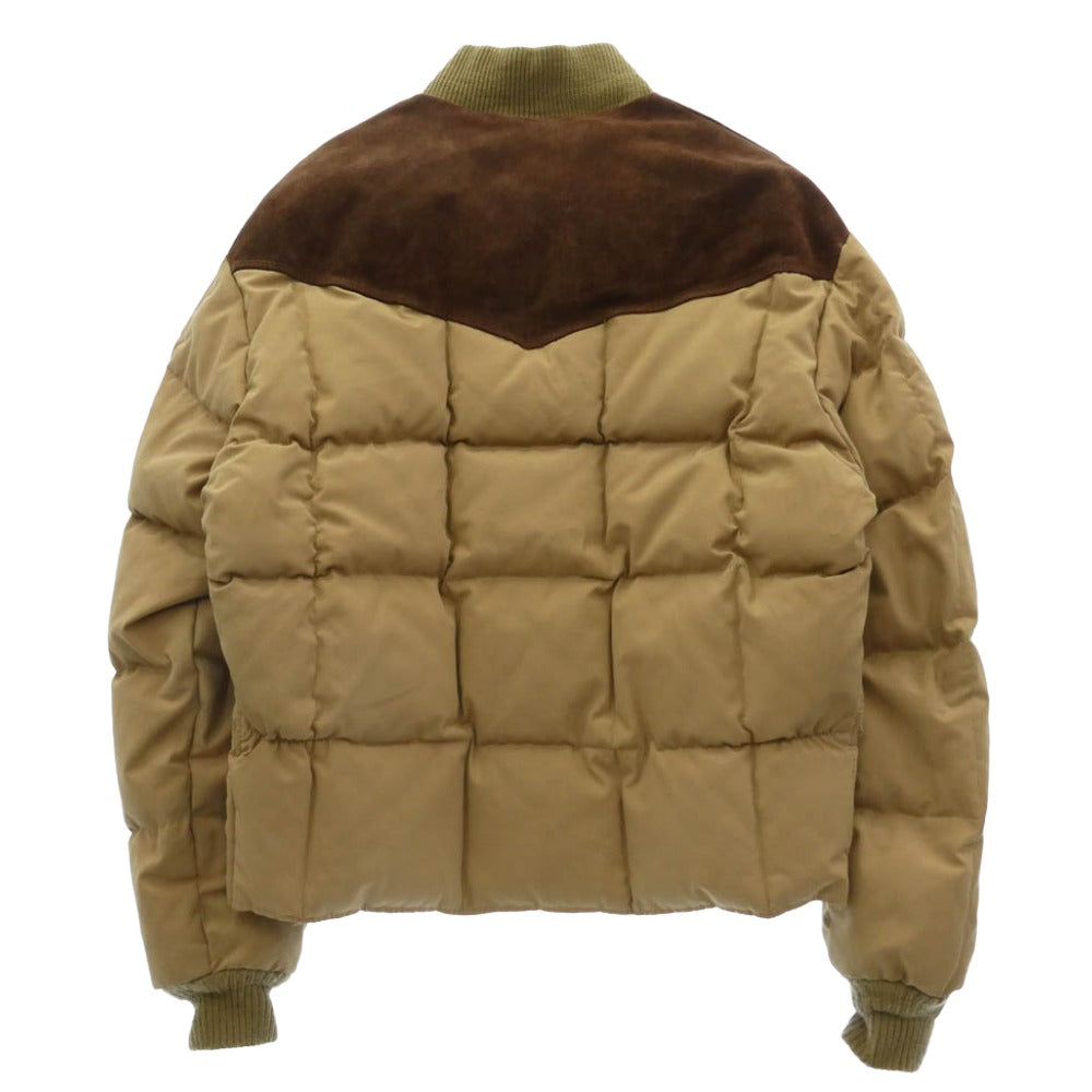 schott ショット 996D suede Leather Yoke Down Jacket スエードレザー ヨーク ダウンジャケット ベージュ系 M【中古】