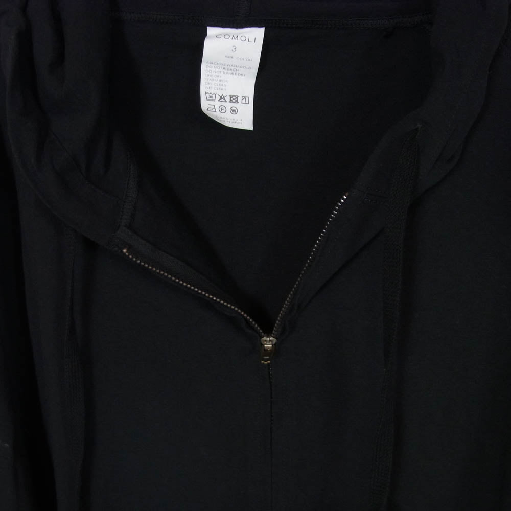 COMOLI コモリ 26SS D01-05039 JERSEY ZIP PARKA ジャージ ジップ パーカー ブラック系 3【美品】【中古】