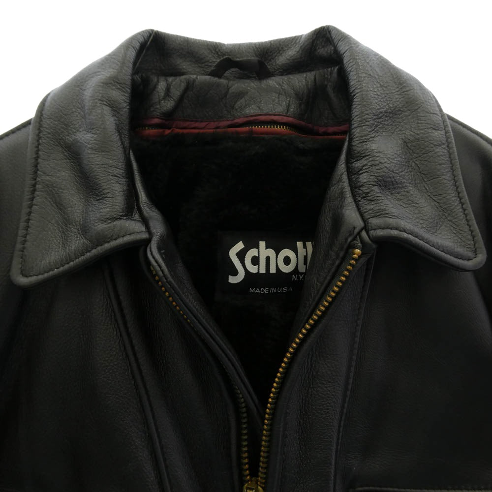 schott ショット 680 着脱式ボアライナー シングルライダース レザー ジャケット ブラック系 40【中古】