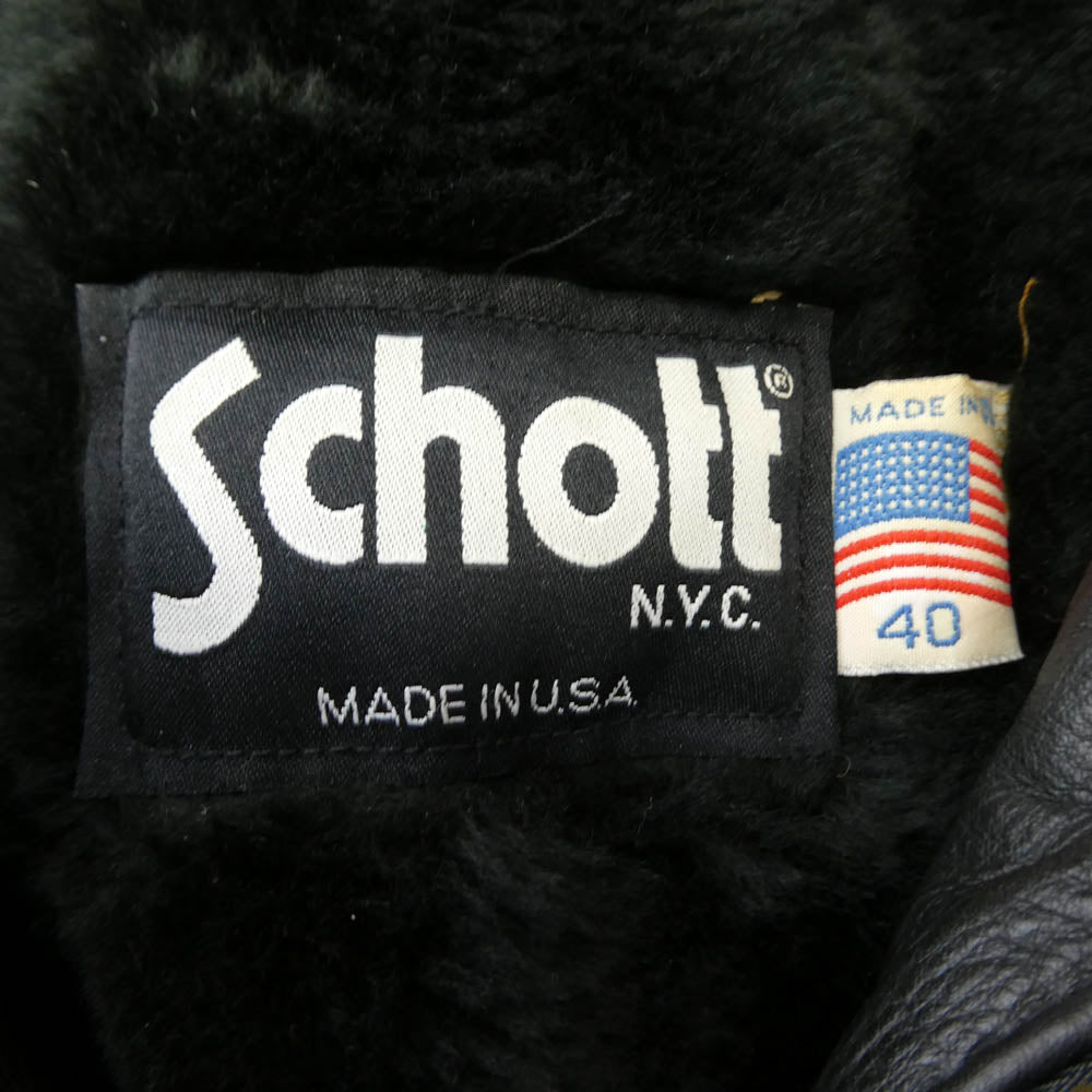 schott ショット 680 着脱式ボアライナー シングルライダース レザー ジャケット ブラック系 40【中古】