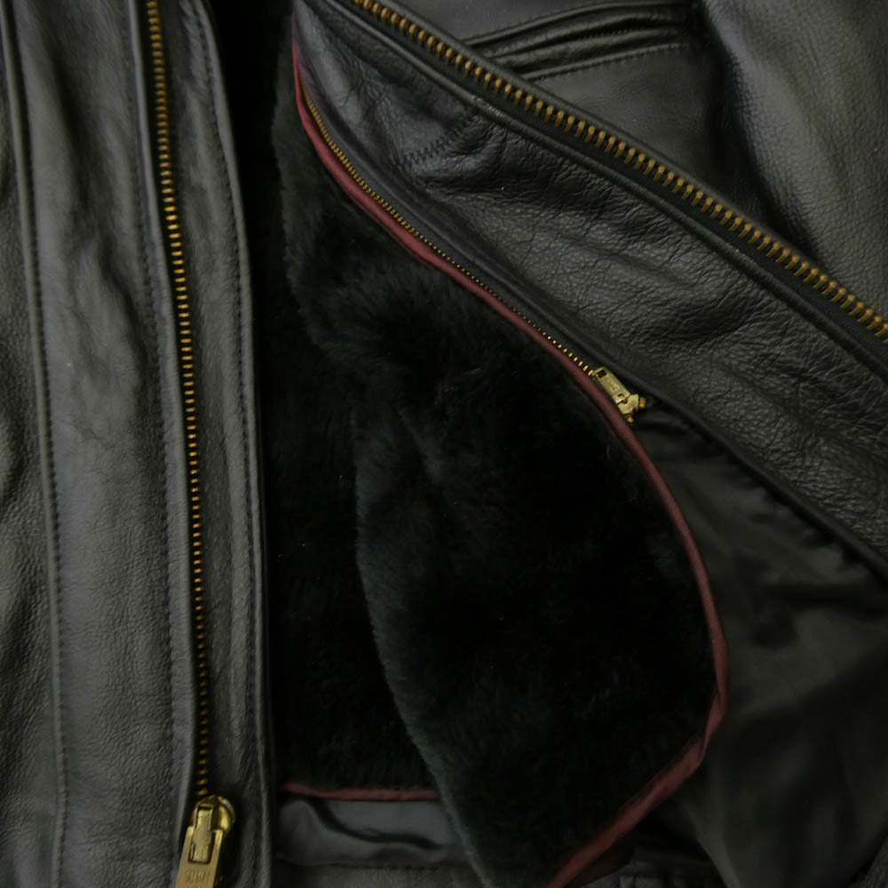 schott ショット 680 着脱式ボアライナー シングルライダース レザー ジャケット ブラック系 40【中古】