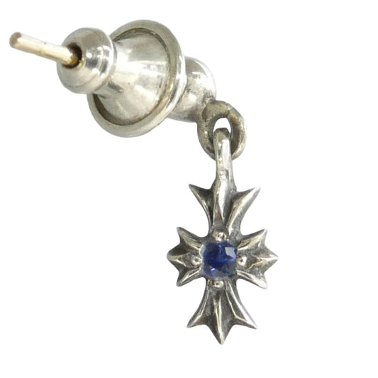 CHROME HEARTS クロムハーツ（原本無） TNY E CH PLS 1 SAP タイニーE CHプラス ドロップ ピアス 1サファイア シルバー系 ブルー系【中古】