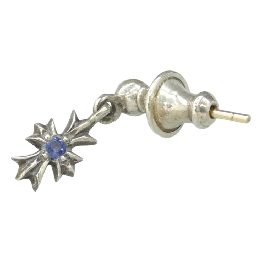 CHROME HEARTS クロムハーツ（原本無） TNY E CH PLS 1 SAP タイニーE CHプラス ドロップ ピアス 1サファイア シルバー系 ブルー系【中古】