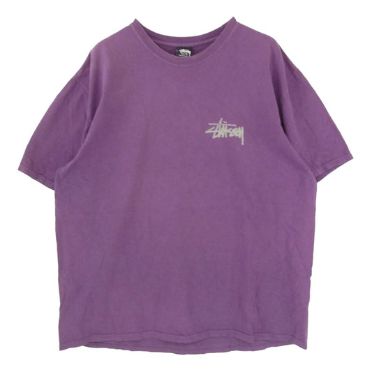 STUSSY ステューシー Old Phone Tee Pigment Dyed ピグメントダイ オールドフォン プリント Tシャツ 半袖カットソー パープル系 XL【中古】