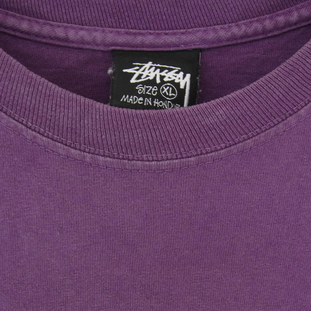 STUSSY ステューシー Old Phone Tee Pigment Dyed ピグメントダイ オールドフォン プリント Tシャツ 半袖カットソー パープル系 XL【中古】