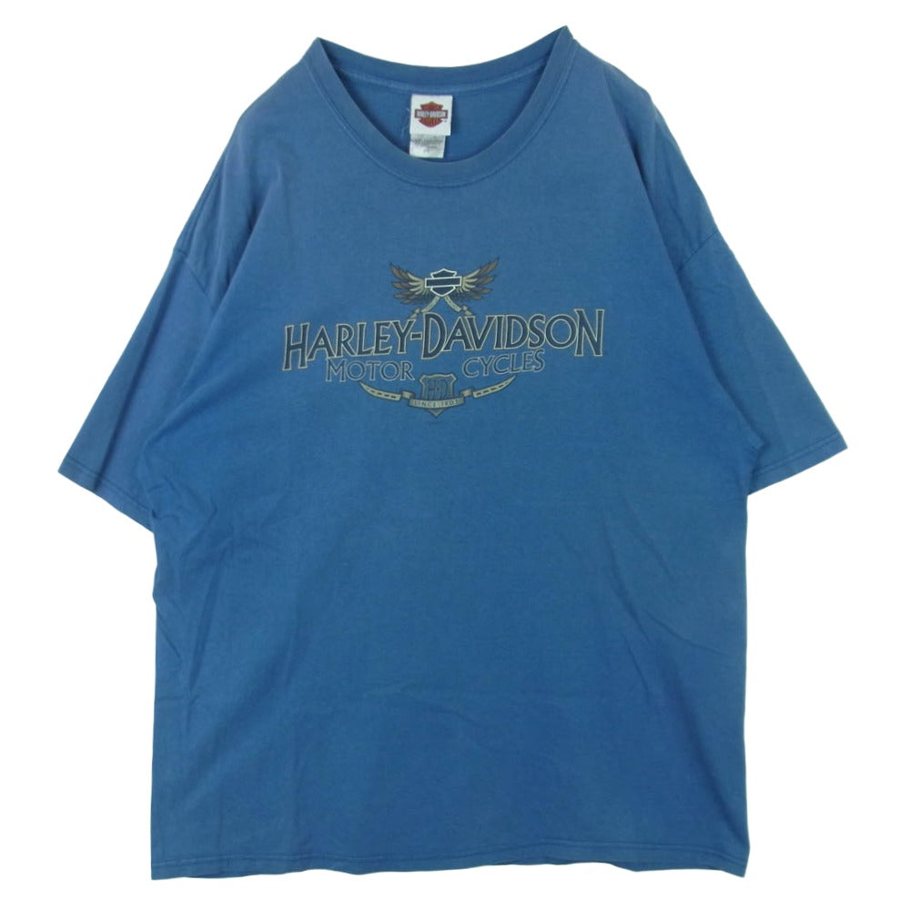 HARLEY DAVIDSON ハーレーダビッドソン 00's ロゴプリント Tシャツ 半袖 カットソー コットン アメリカ製 ブルー系 2XL【中古】