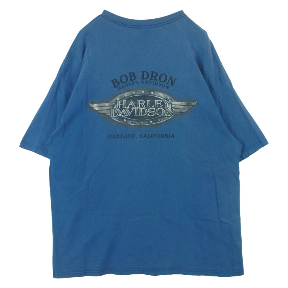 HARLEY DAVIDSON ハーレーダビッドソン 00's ロゴプリント Tシャツ 半袖 カットソー コットン アメリカ製 ブルー系 2XL【中古】