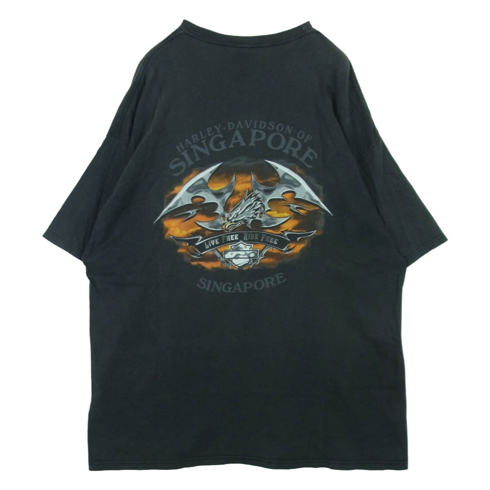 HARLEY DAVIDSON ハーレーダビッドソン 00's イーグルプリント Tシャツ 半袖 カットソー コットン グレー系 3XL【中古】
