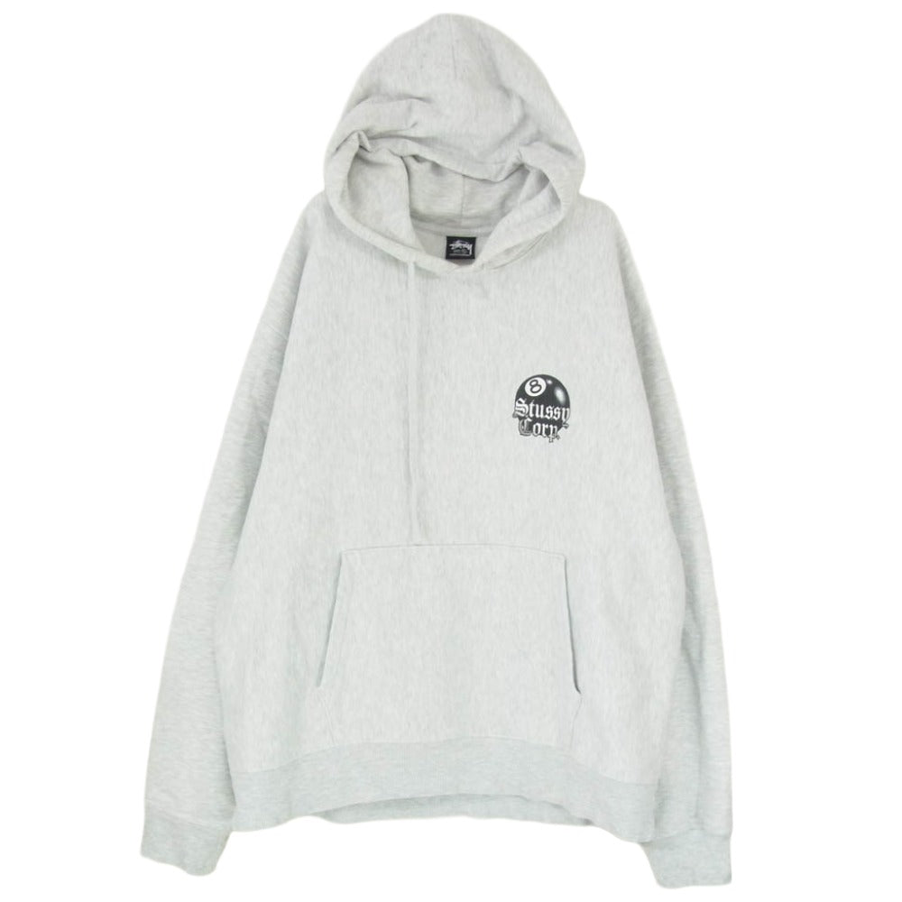 STUSSY ステューシー 8 Ball Corp Hoodie 8ボール プリント プルオーバーパーカー フーディ グレー系 XL【中古】