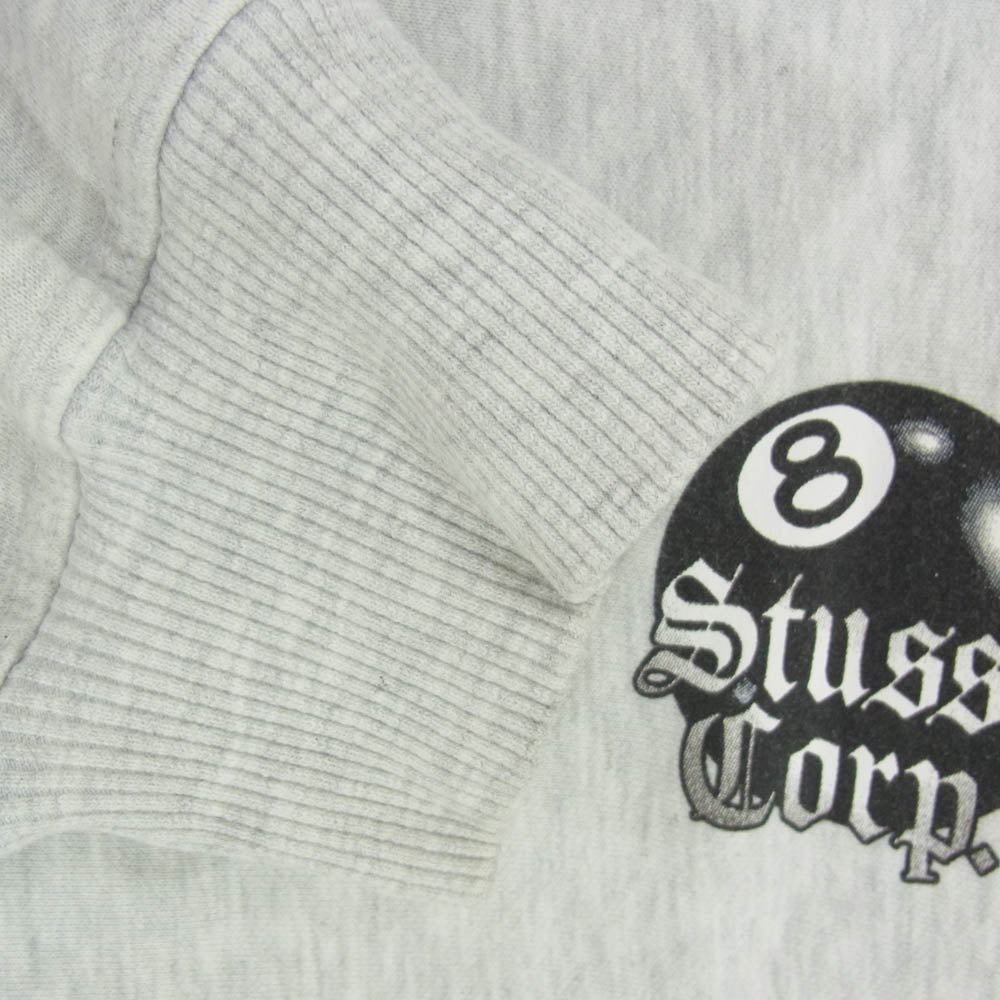 STUSSY ステューシー 8 Ball Corp Hoodie 8ボール プリント プルオーバーパーカー フーディ グレー系 XL【中古】