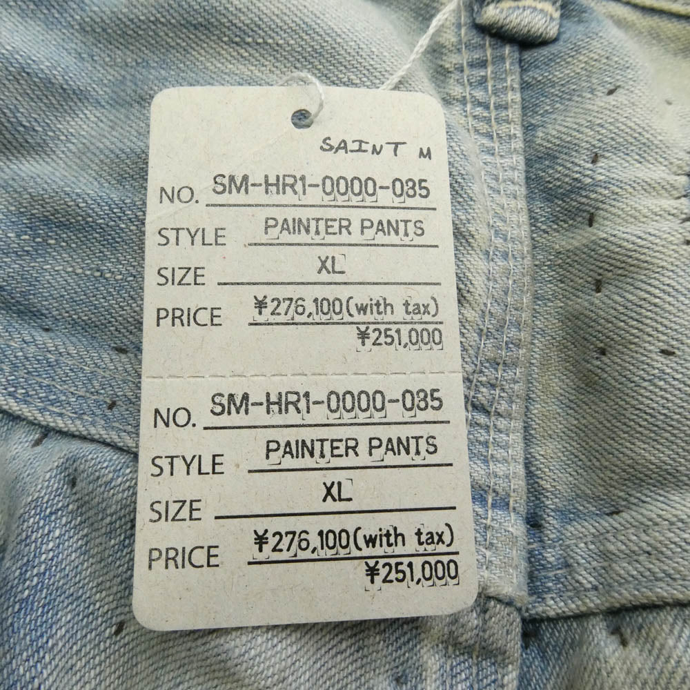 SAINT MICHAEL セントマイケル 25AW SM-HR1-0000-085 PAINTER PANTS DAMAGE ヴィンテージ加工 ペインターパンツ ダメージ デニム パンツ インディゴブルー系 XL【美品】【中古】
