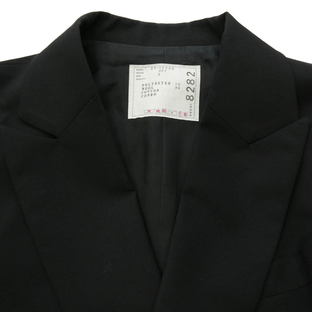 Sacai サカイ 26SS 26-08282 Suiting x Denim Jacket ドッキング テーラード デニムジャケット ショート ブルゾン ブラック系 2【中古】