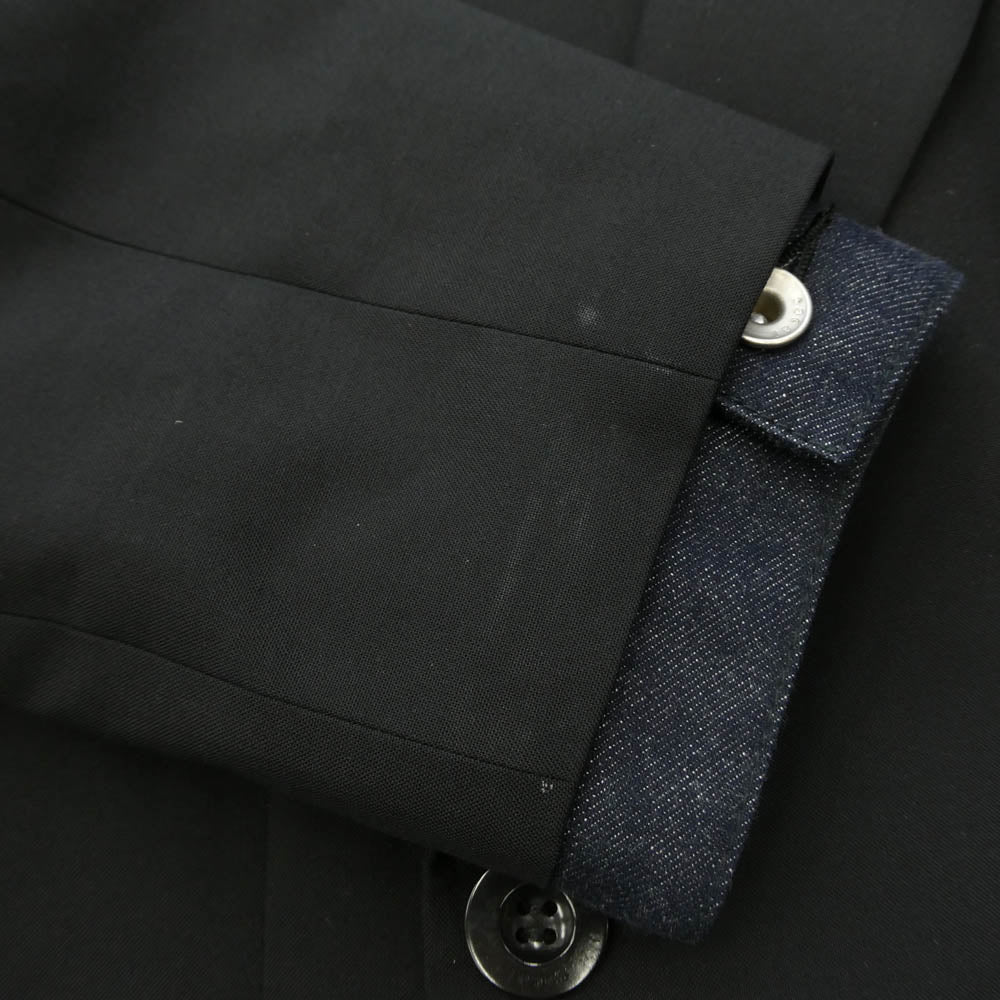 Sacai サカイ 26SS 26-08282 Suiting x Denim Jacket ドッキング テーラード デニムジャケット ショート ブルゾン ブラック系 2【中古】
