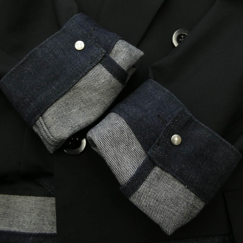Sacai サカイ 26SS 26-08282 Suiting x Denim Jacket ドッキング テーラード デニムジャケット ショート ブルゾン ブラック系 2【中古】