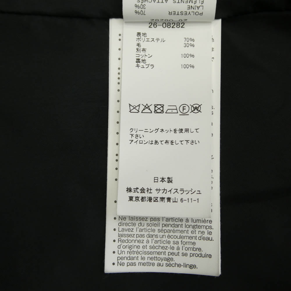 Sacai サカイ 26SS 26-08282 Suiting x Denim Jacket ドッキング テーラード デニムジャケット ショート ブルゾン ブラック系 2【中古】