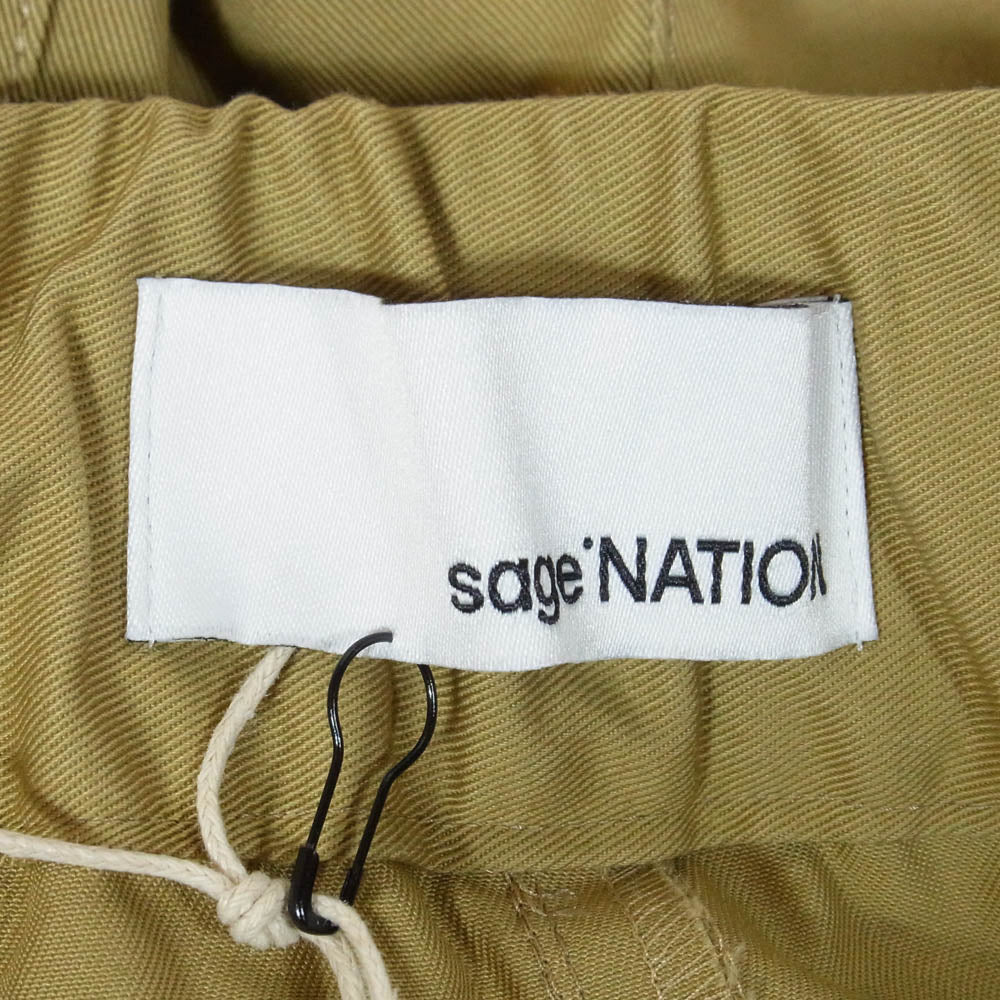 セイジネーション S011 BOX PLEAT TROUSER ボックス プリーツ ワイド トラウザーズ パンツ ベージュ SAND XL【極上美品】【中古】