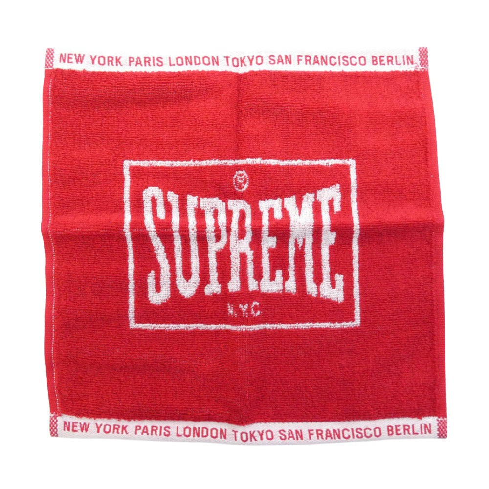 Supreme シュプリーム 23SS Imabari Pocket Folding Towels ポケット 今治タオル 2枚セット ブラック系 レッド系 25×25cm【極上美品】【中古】