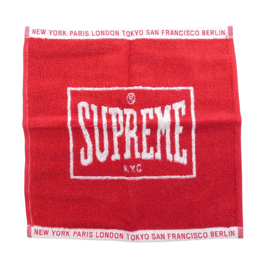 Supreme シュプリーム 23SS Imabari Pocket Folding Towels ポケット 今治タオル 2枚セット ブラック系 レッド系 25×25cm【極上美品】【中古】