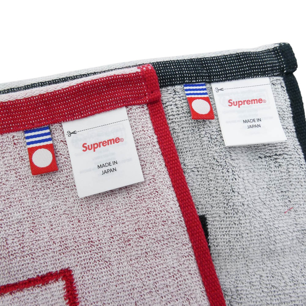 Supreme シュプリーム 23SS Imabari Pocket Folding Towels ポケット 今治タオル 2枚セット ブラック系 レッド系 25×25cm【極上美品】【中古】