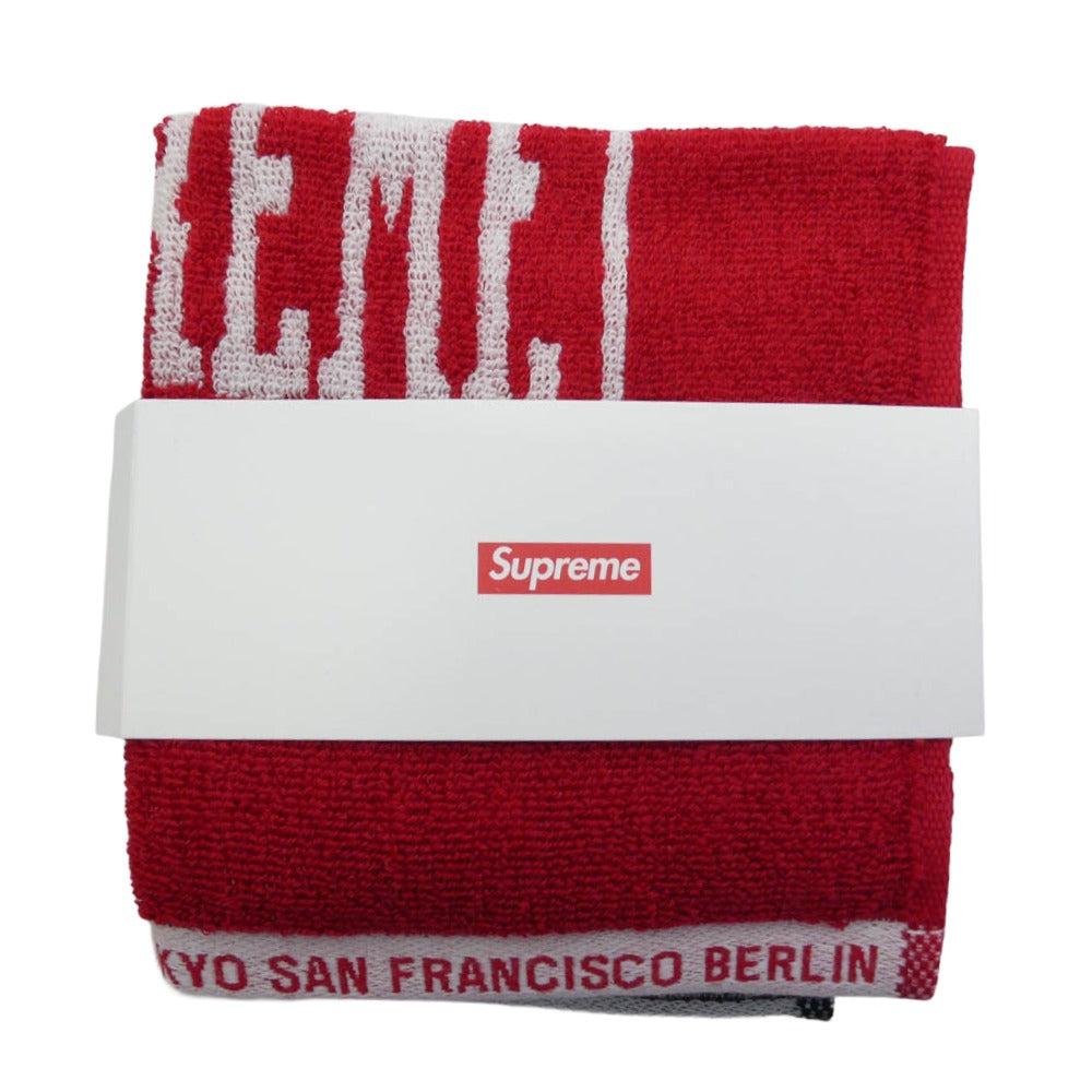 Supreme シュプリーム 23SS Imabari Pocket Folding Towels ポケット 今治タオル 2枚セット ブラック系 レッド系 25×25cm【極上美品】【中古】