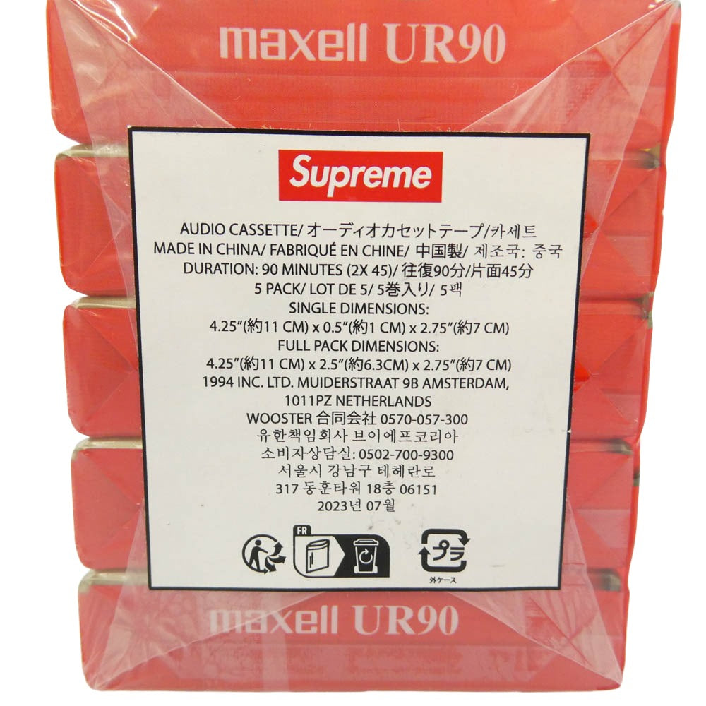 Supreme シュプリーム 23AW Maxell Cassette Tapes (5 Pack) マクセルカセットテープ 5パック レッド系 クリア系 2×45min【極上美品】【中古】