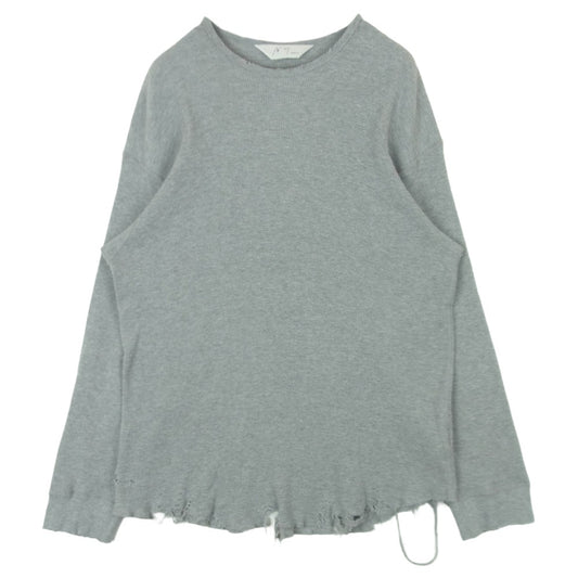 ANCELLM アンセルム ANC-CT101 DAMAGE WAFFLE CREW LS T-SHIRT ダメージ加工 ワッフル クルーネック 長袖 Tシャツ カットソー グレー系 1【中古】